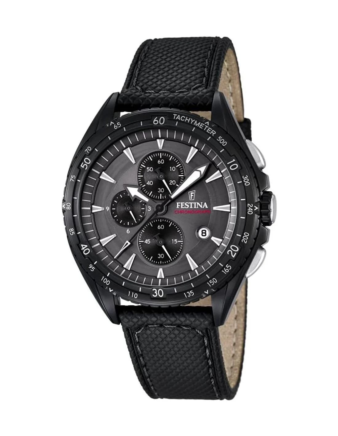 Montre Homme Festina Sport F16847/2 Cadran Gris Bracelet Cuir Noir
