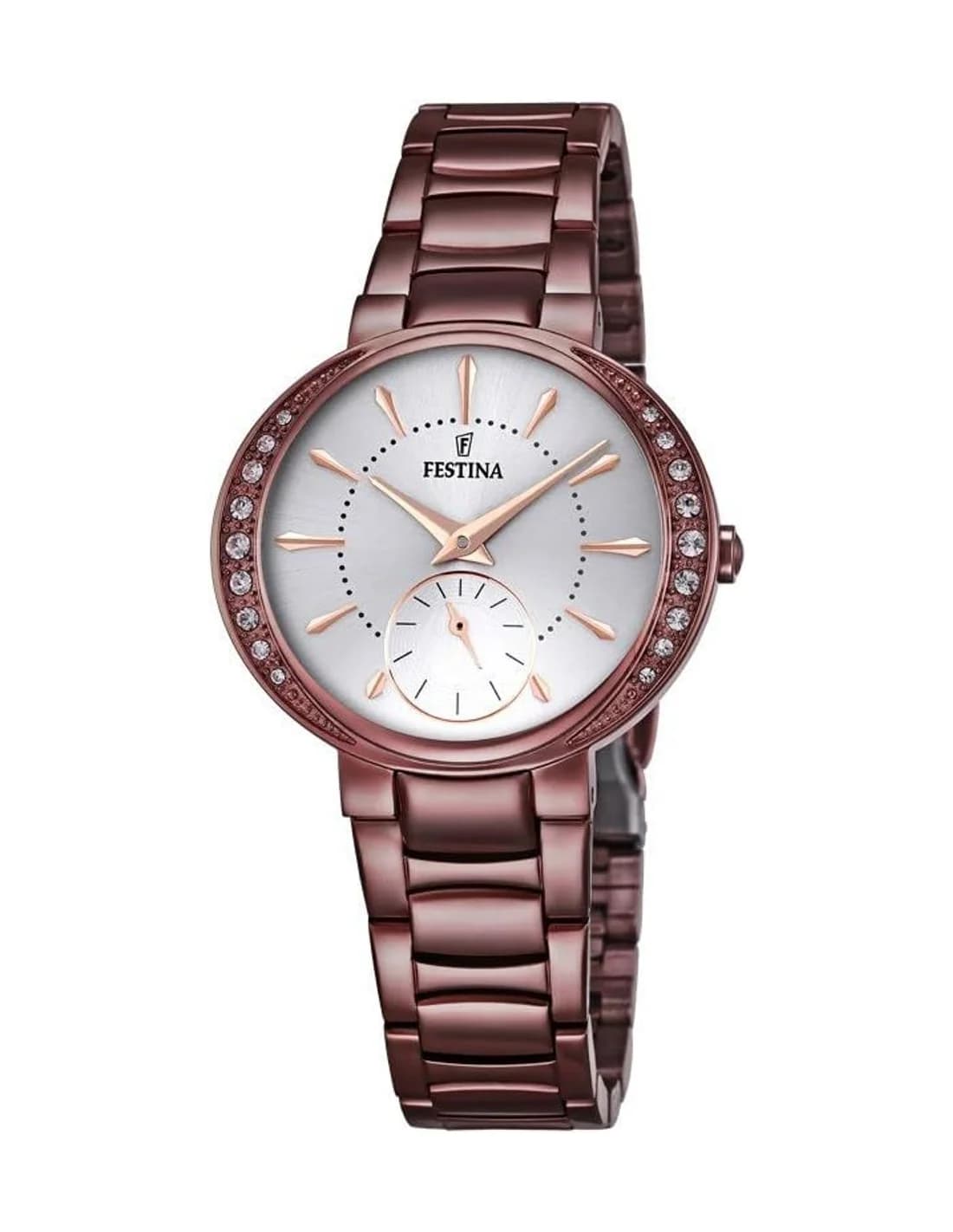 Montre Festina F16912/1 Mademoiselle - Cadran Argent & Bracelet Marron pour Femme