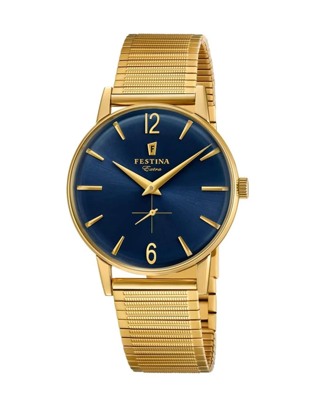Montre Homme Festina F20251/4 Extra - Boîtier Or et Bracelet maille milanaise Bleu