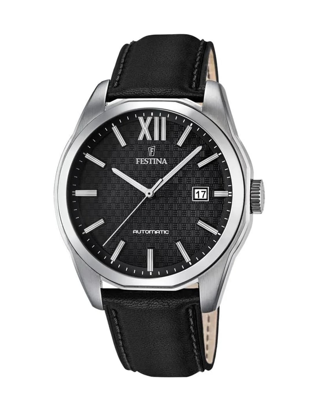 Montre Homme Festina F16885/4 Automatique, Boîtier Cuir et Cadran Noir