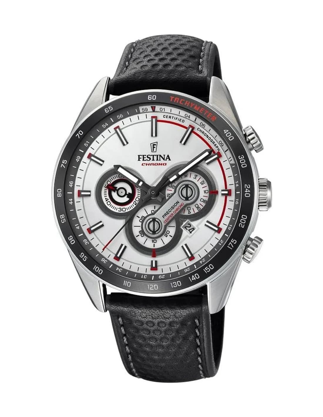 Montre Homme Festina Sport F20202/1 Cadran Blanc Bracelet Cuir Noir