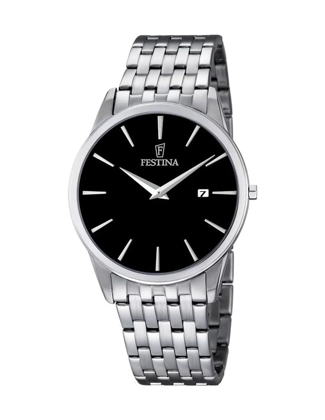 Montre Homme Festina Classic F6833/2 Cadran Noir Bracelet Acier Argenté