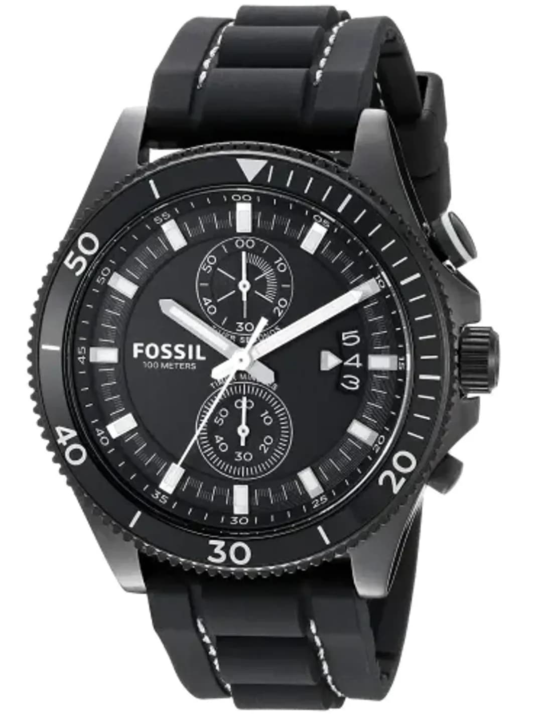 Montre Homme Fossil Wakefield CH3010 Chronomètre Cadran Noir Bracelet Silicone