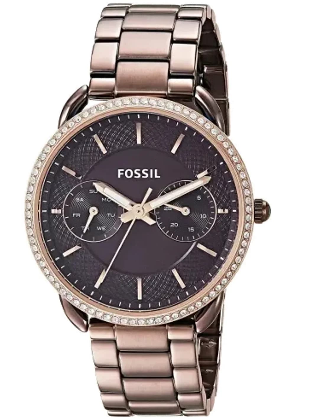 Montre Fossil ES4258 pour Femme, Cadran et Bracelet Acier Inoxydable Brun avec Brillants