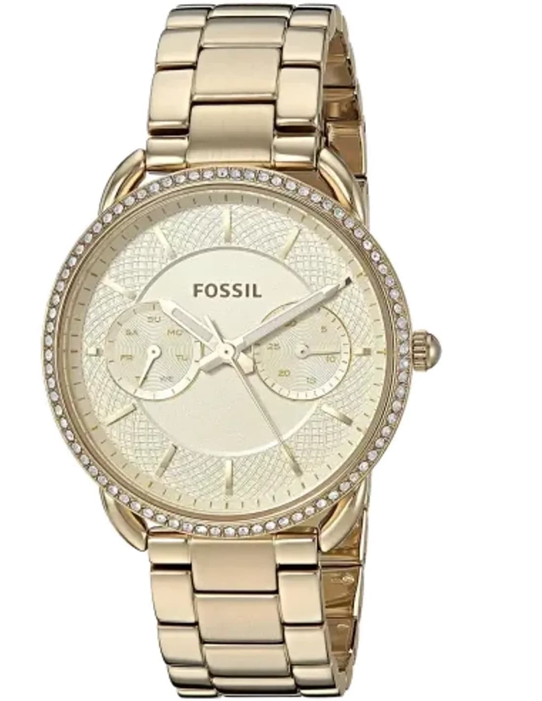 Montre Femme Fossil Tailor ES4263 en acier inoxydable doré, cadran blanc