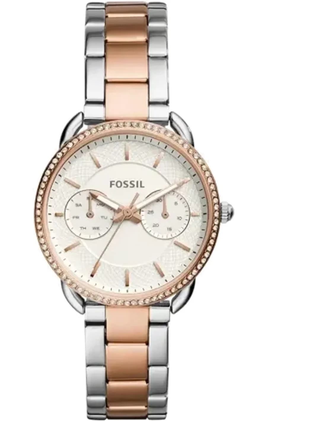 Montre Femme Fossil Tailor ES4396 Bicolore Acier Inoxydable Argent et Or Rose