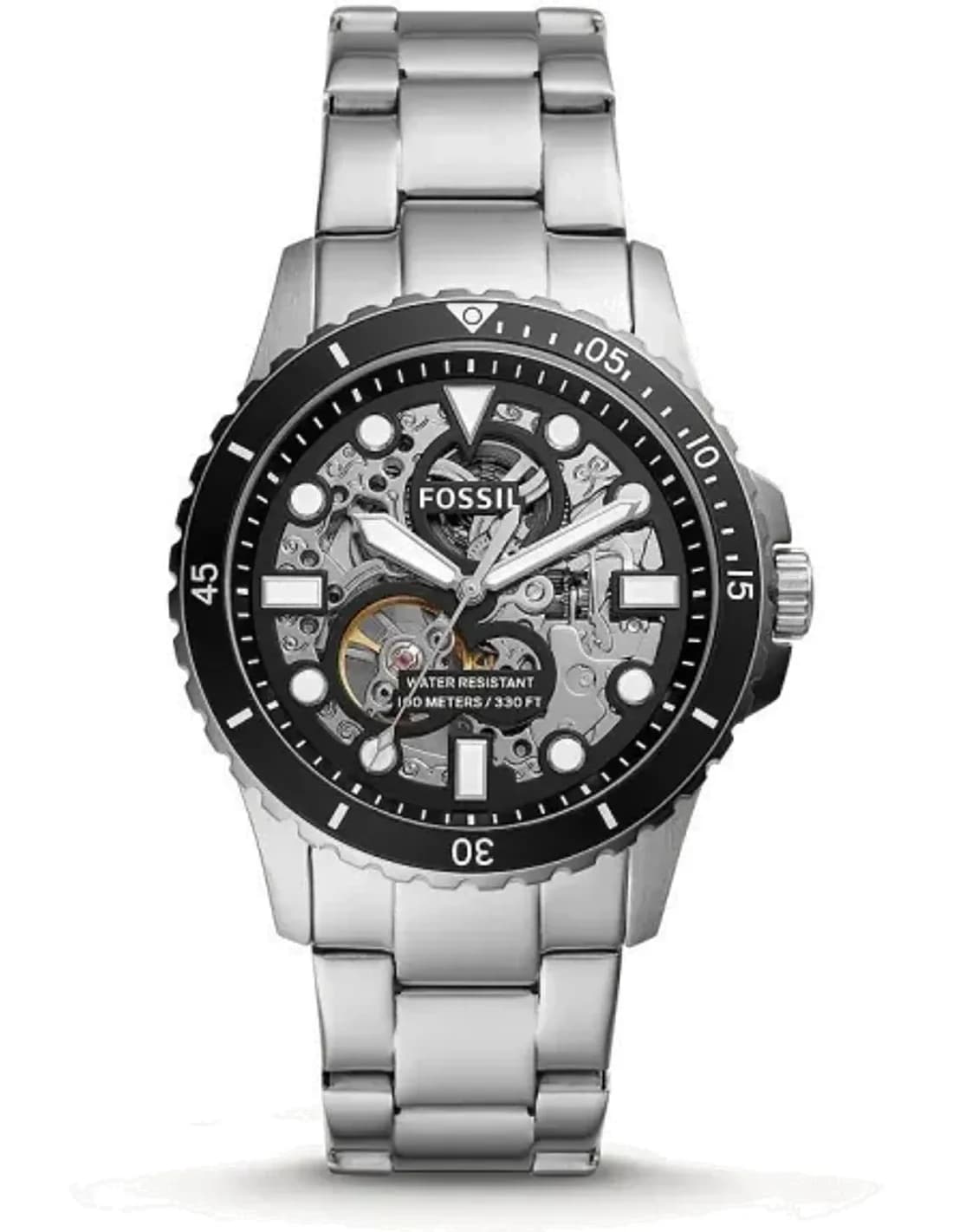 Montre Homme Fossil ME3190 Automatique Squelette en Acier Inoxydable Argent