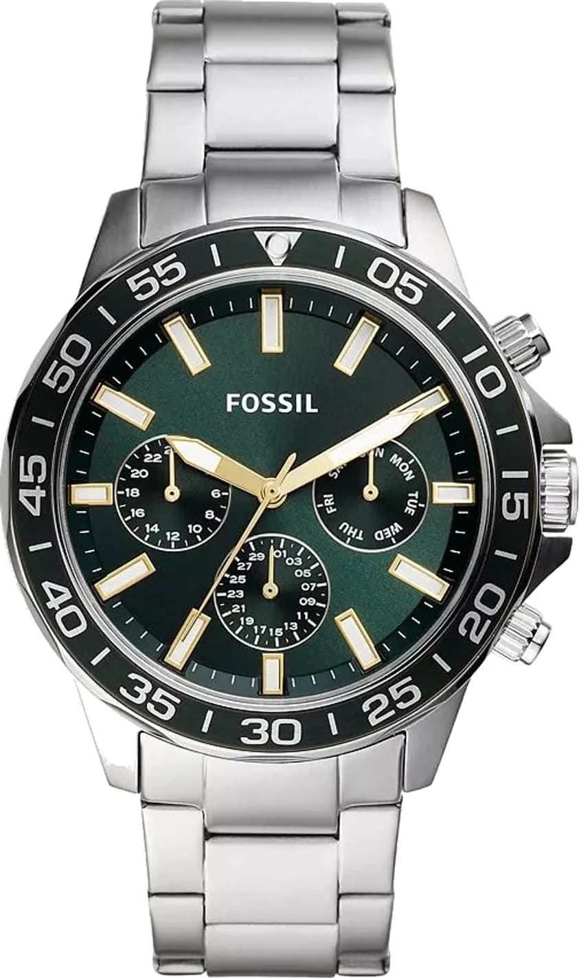 Montre Homme Fossil Bannon BQ2492 cadran vert bracelet acier