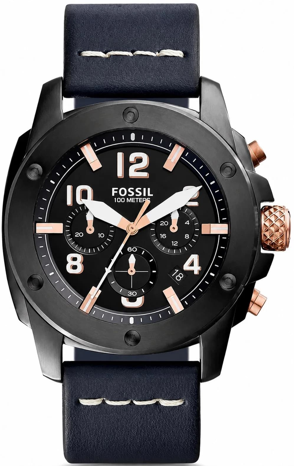 Montre Homme Fossil Machine FS5066 bracelet cuir bleu