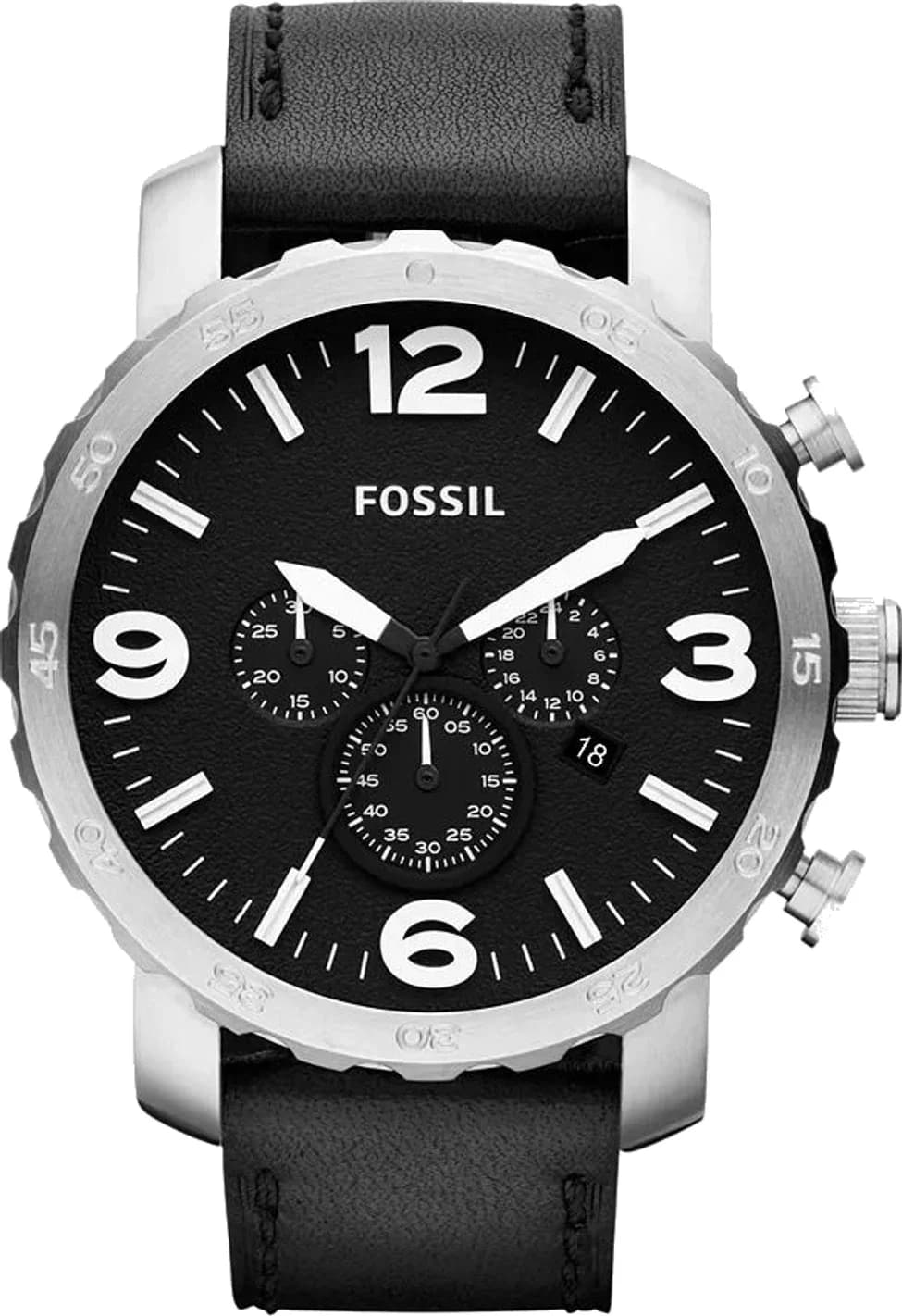 Montre Homme Fossil Nate JR1436 bracelet cuir noir