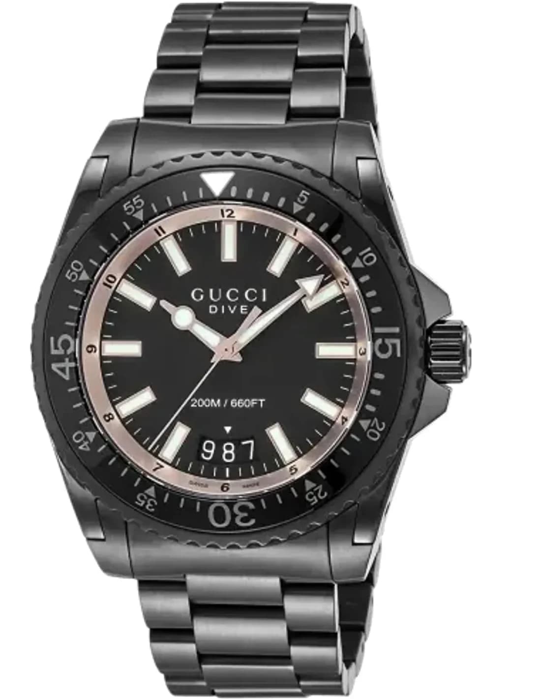 Gucci Dive YA136213 - Montre de plongée homme, boîtier et bracelet acier noir