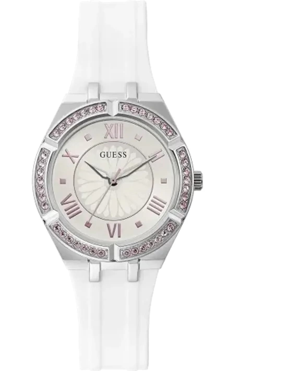 Montre Guess Femme GW0032L1 Sparkling - Boîtier Silicone Strass & Bracelet Silicone Blanc