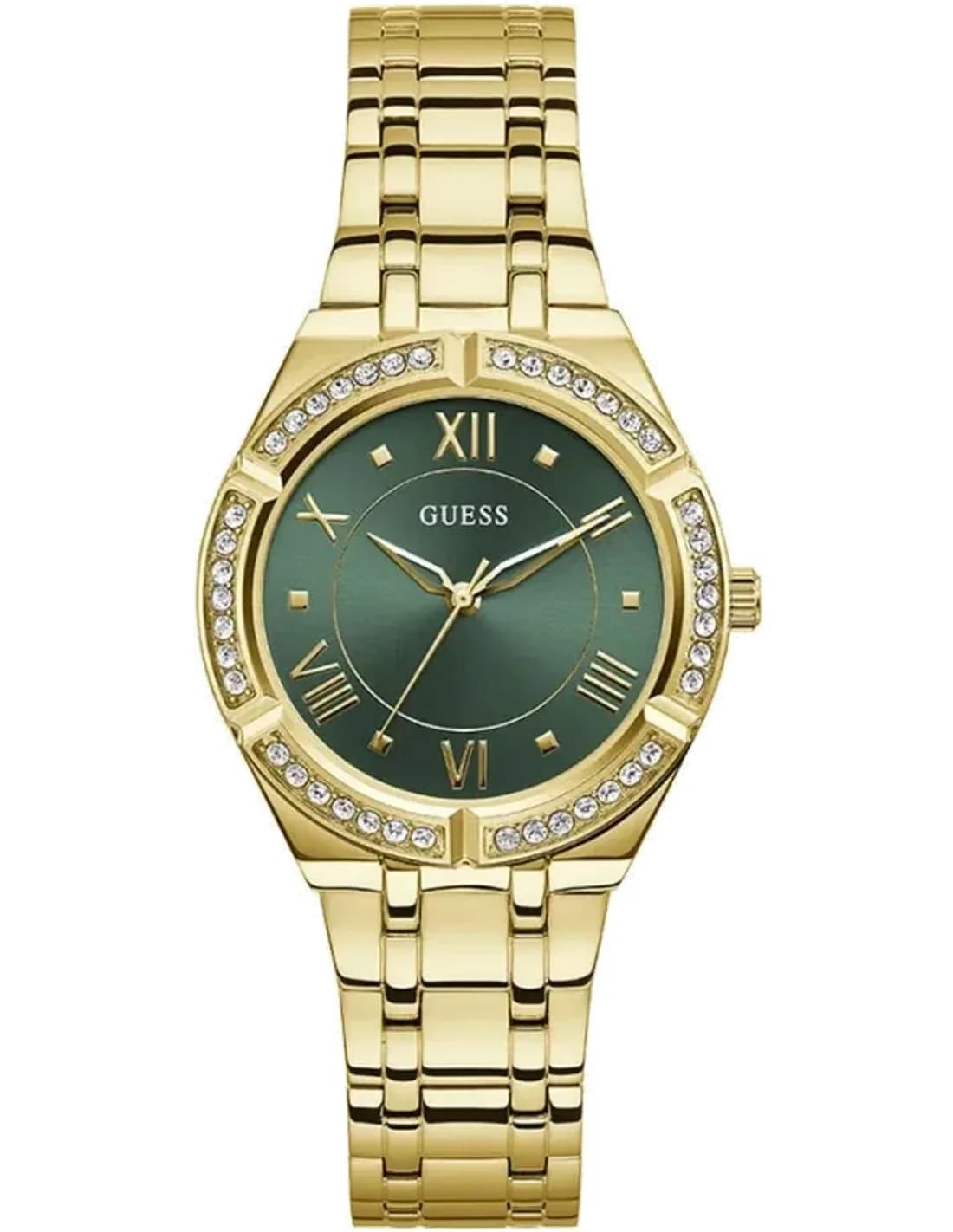 Montre Guess Cosmo GW0033L8 pour Femme - Cadran vert et bracelet acier doré