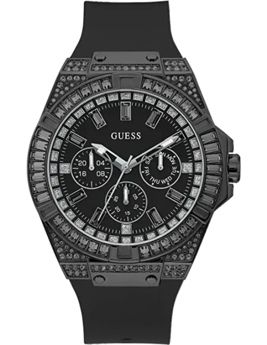 Montre Guess pour Homme GW0208G5 - Cadran et bracelet noir en silicone - 47mm