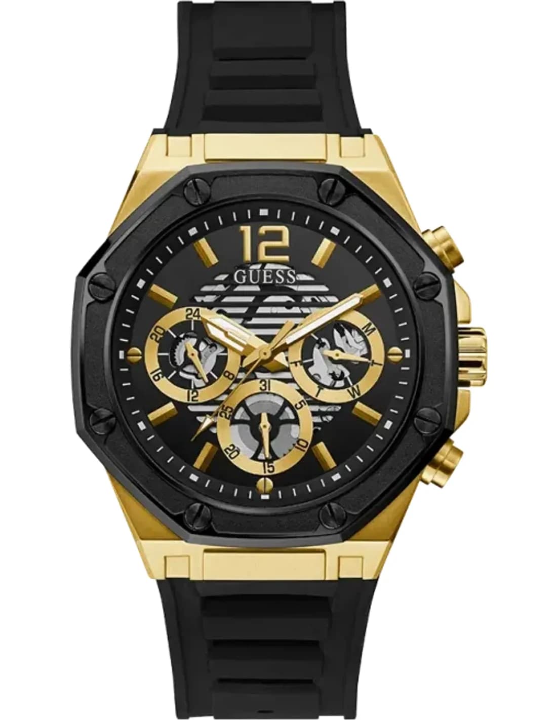 Montre Homme Guess GW0263G1 Boîtier Or 44mm Cadran Noir Multifonction