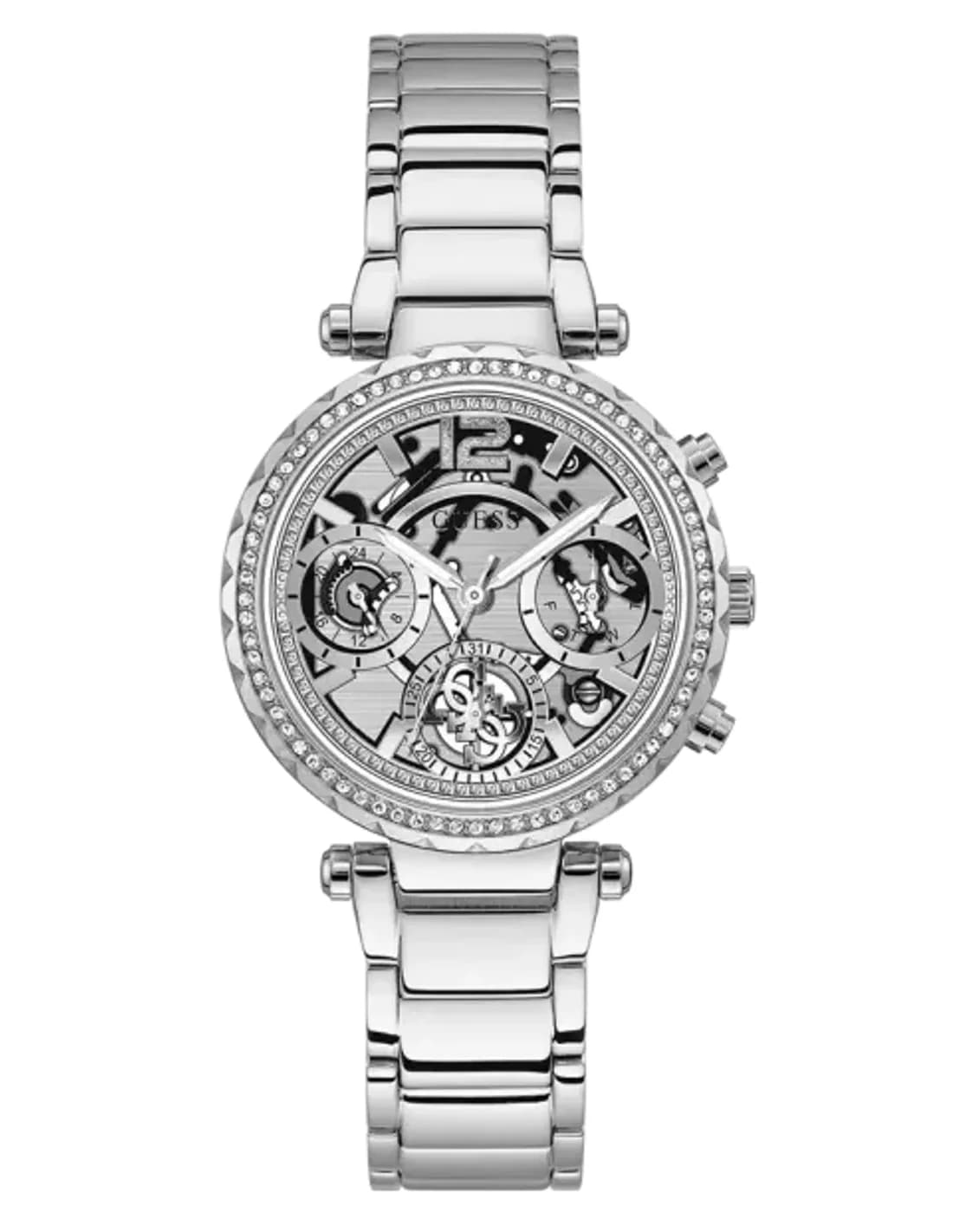Montre Femme Guess GW0403L1 Solstice - Cadran Squelette Argent - Acier Inoxydable
