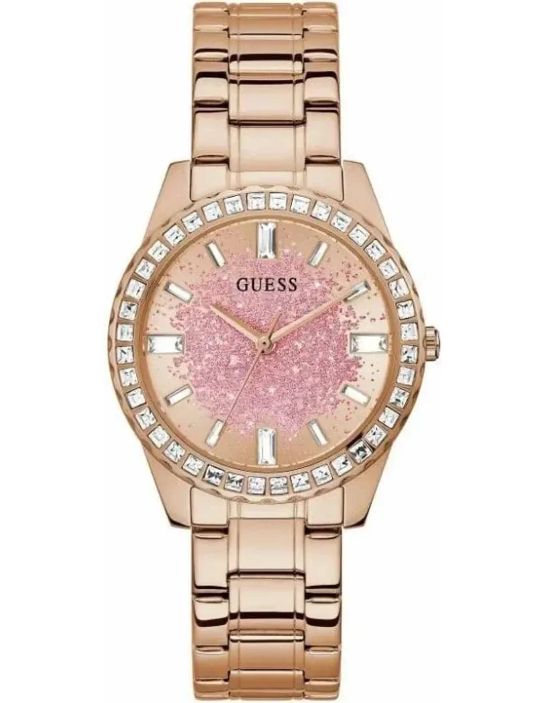 Montre Femme Guess GW0405L3 Cadran Pailleté Cristaux Acier Or Rose