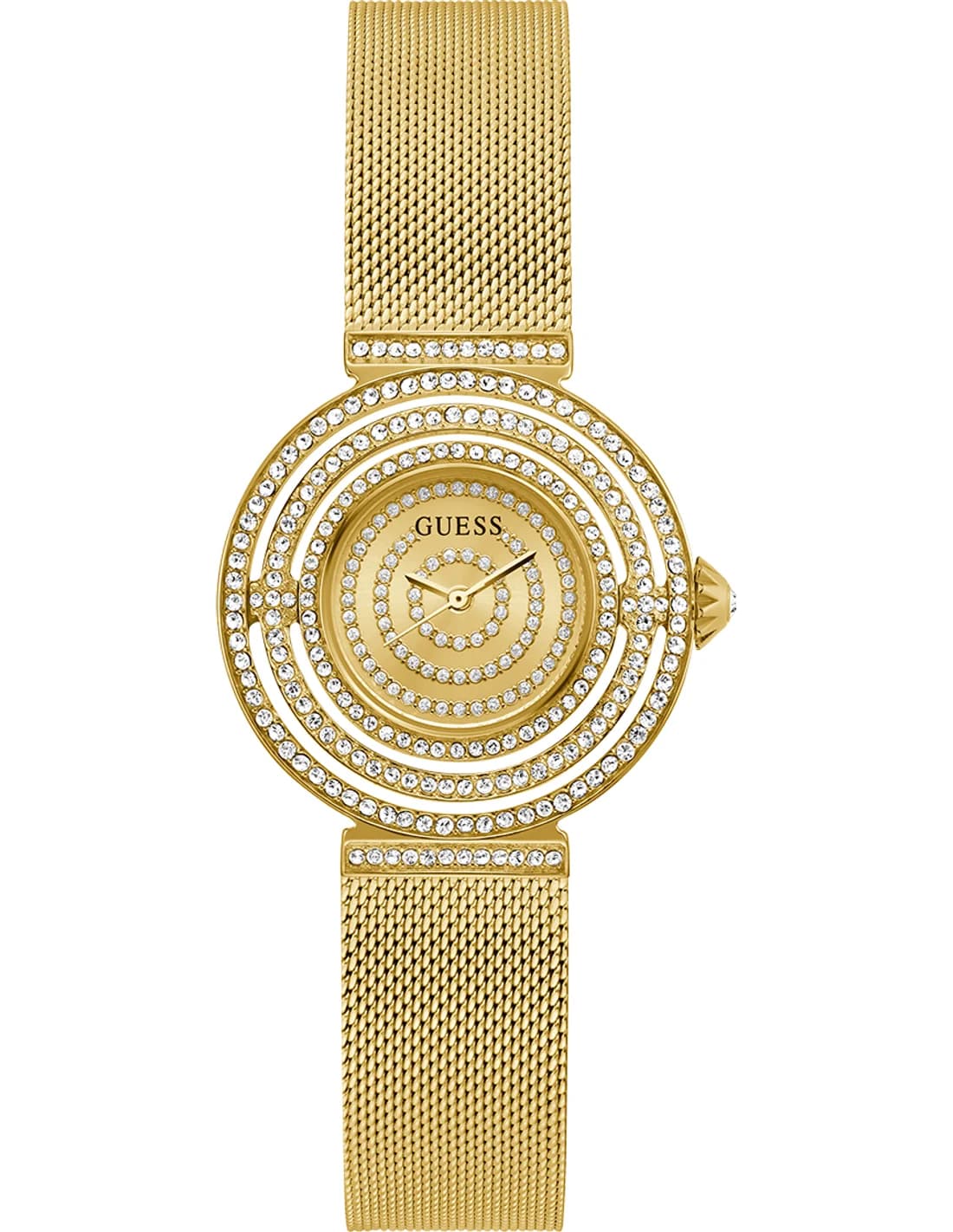 Garde-temps Guess GW0550L2 pour femme, cadran doré, bracelet maille milanaise