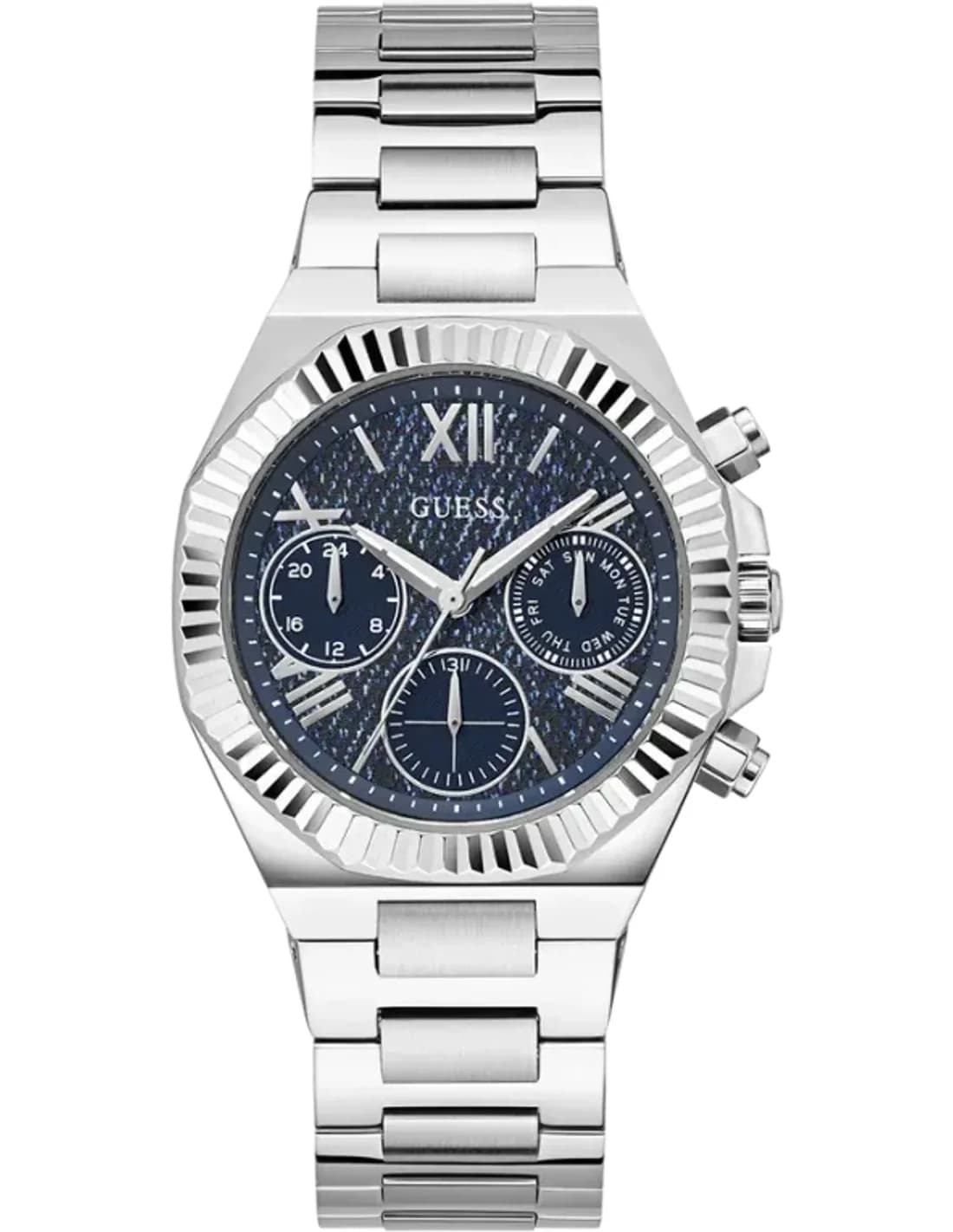 Montre Femme Guess GW0769L1 en Acier Argenté avec Cadran Bleu Denim