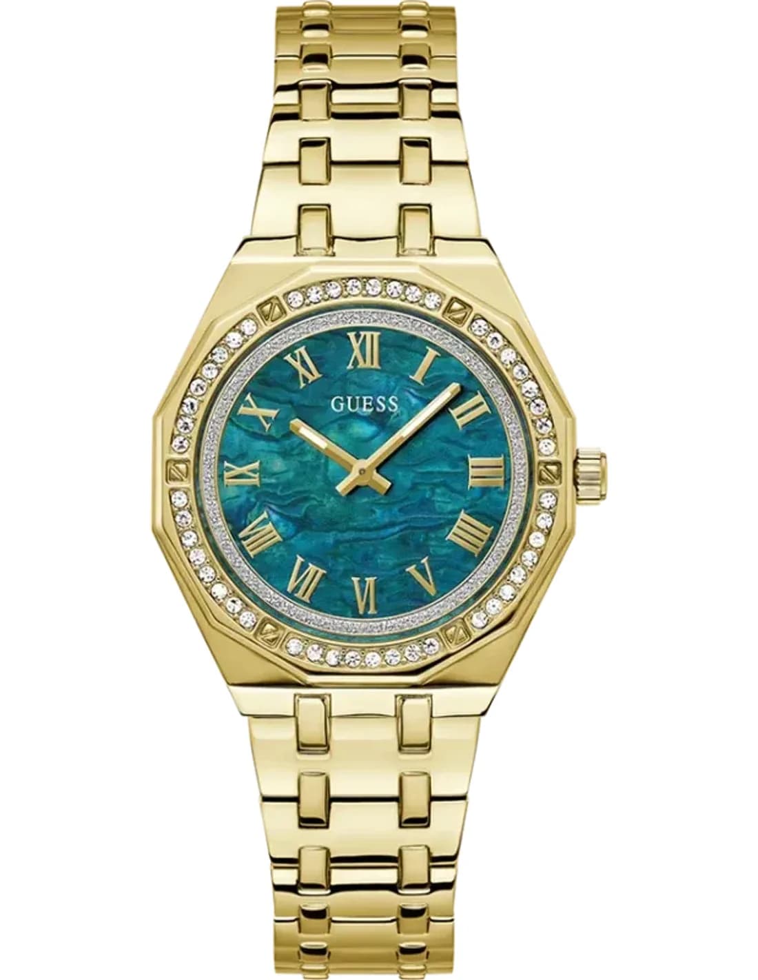 Montre Guess Desire GW0770L2 pour Femme, Cadran Vert Nacré, Bracelet Acier Doré