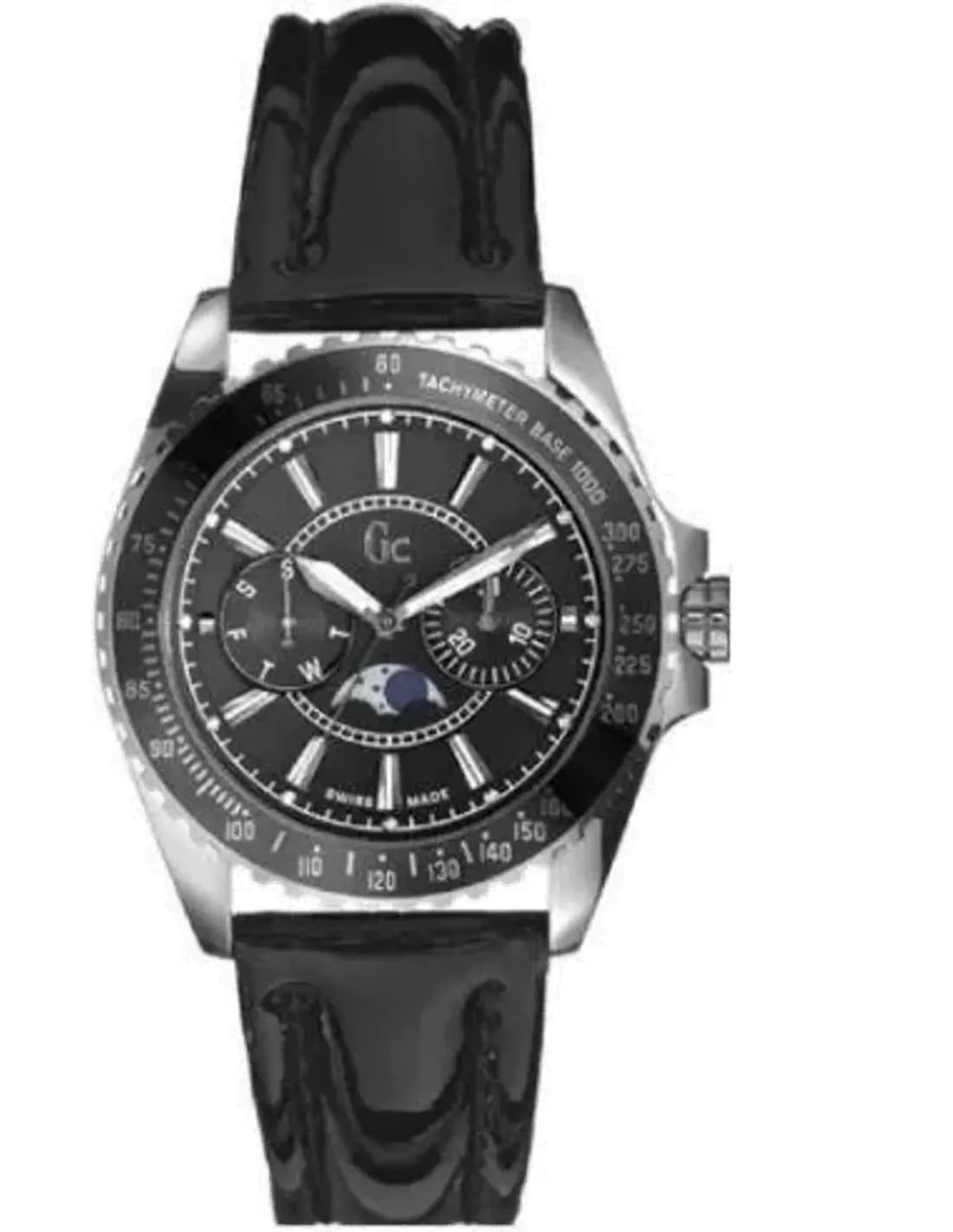 Montre Femme Guess Collection I29006M2 Cadran et Bracelet Noir Cuir Verni