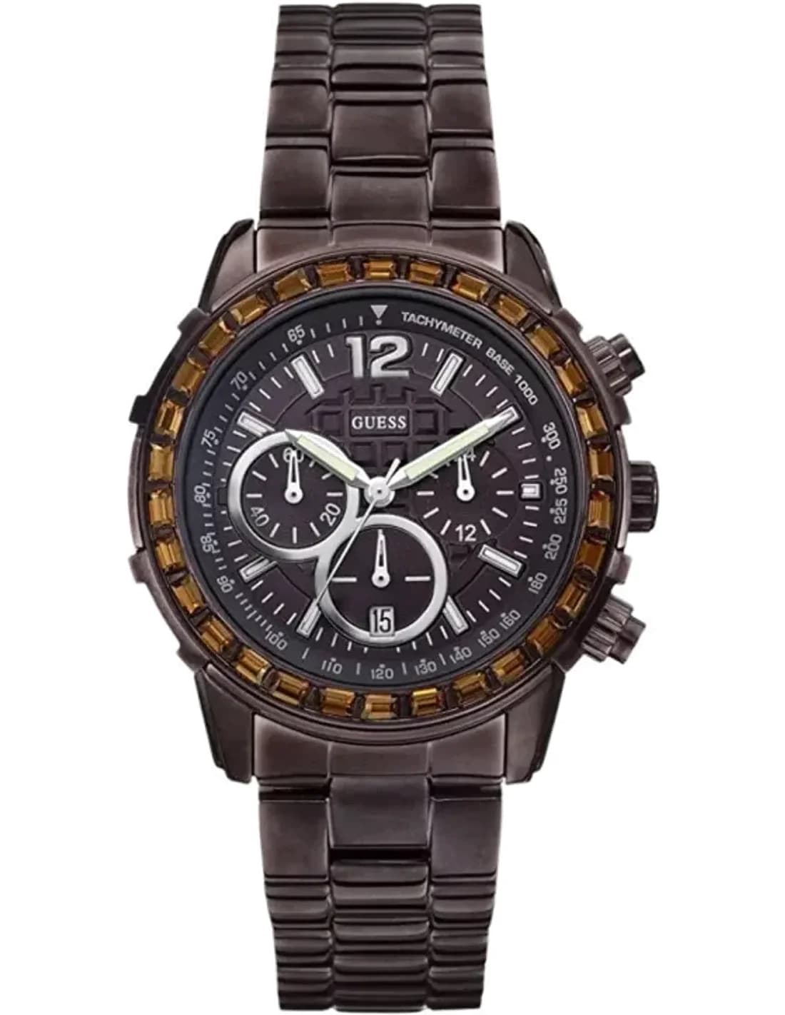 Montre Femme Guess W0016L4 Chronographe Cadran et Bracelet Marron Acier