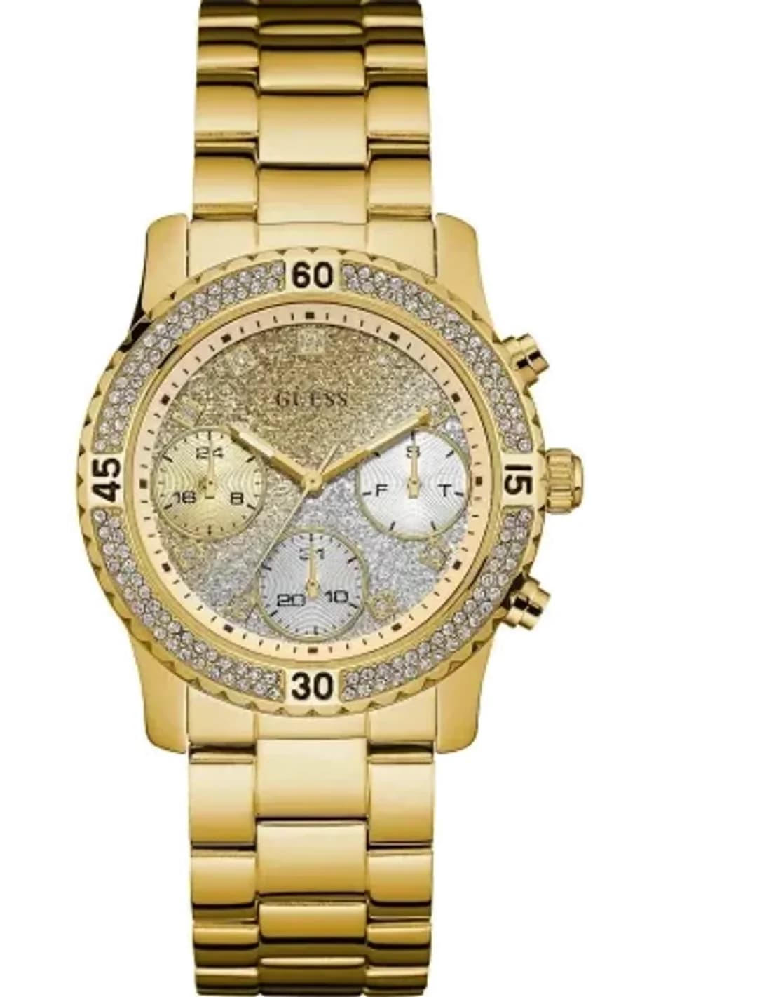 Montre Femme Guess W0774L5 en acier doré jaune avec cadran à cristaux