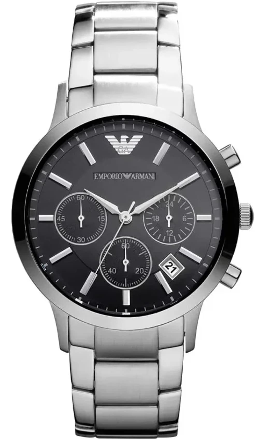 Chronographe Emporio Armani AR2435 pour Femme, Boîtier et Bracelet Acier Argenté
