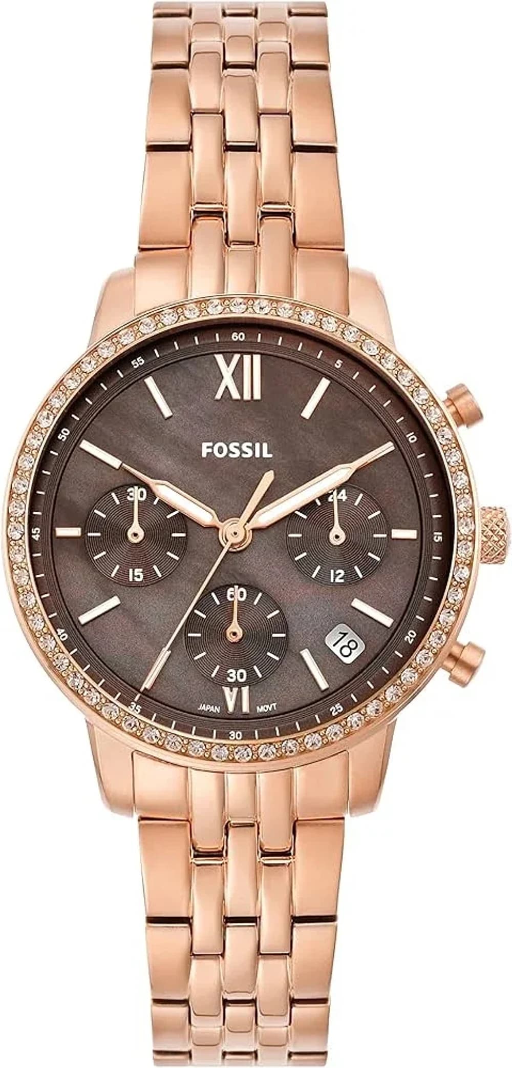 Montre Femme Fossil Neutra ES5218 - Cadran Marron 36mm Acier Or Rose