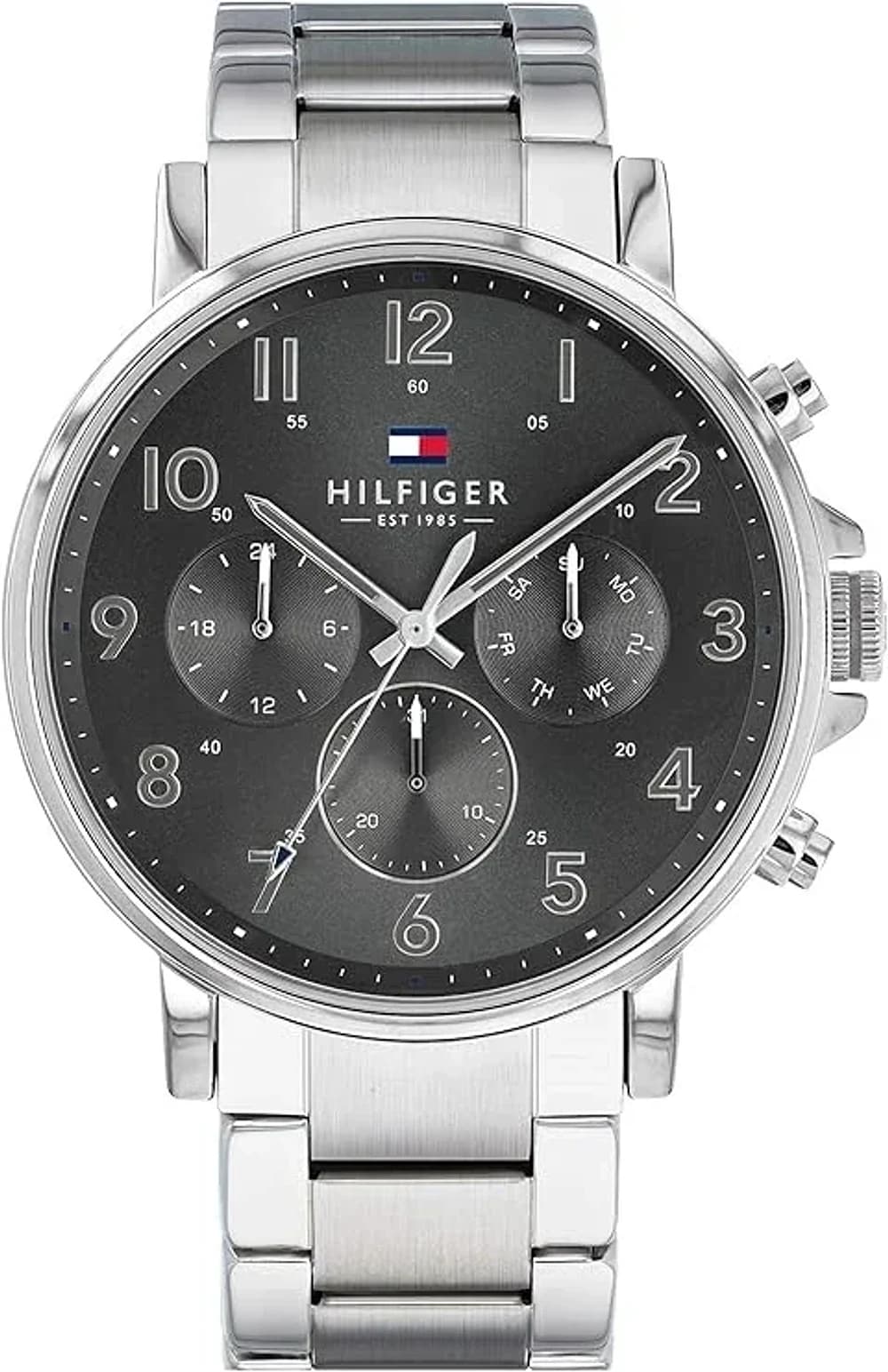 Montre Homme Tommy Hilfiger 1710382 Daniel - Boîtier Acier Argent, Cadran Noir, Bracelet Acier