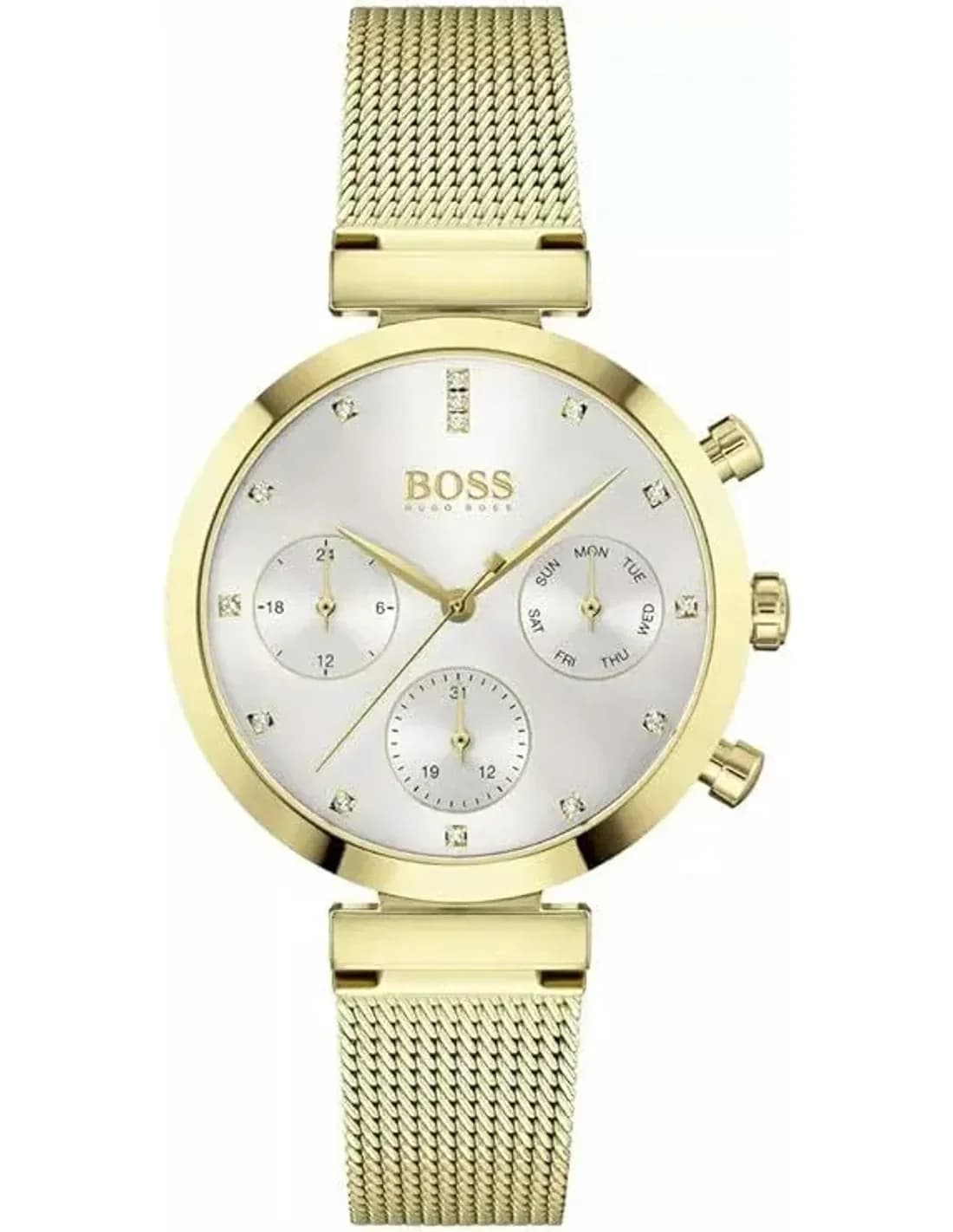 Montre Femme Hugo Boss 1502552 Flawless Acier Doré maille milanaise Cadran Gris