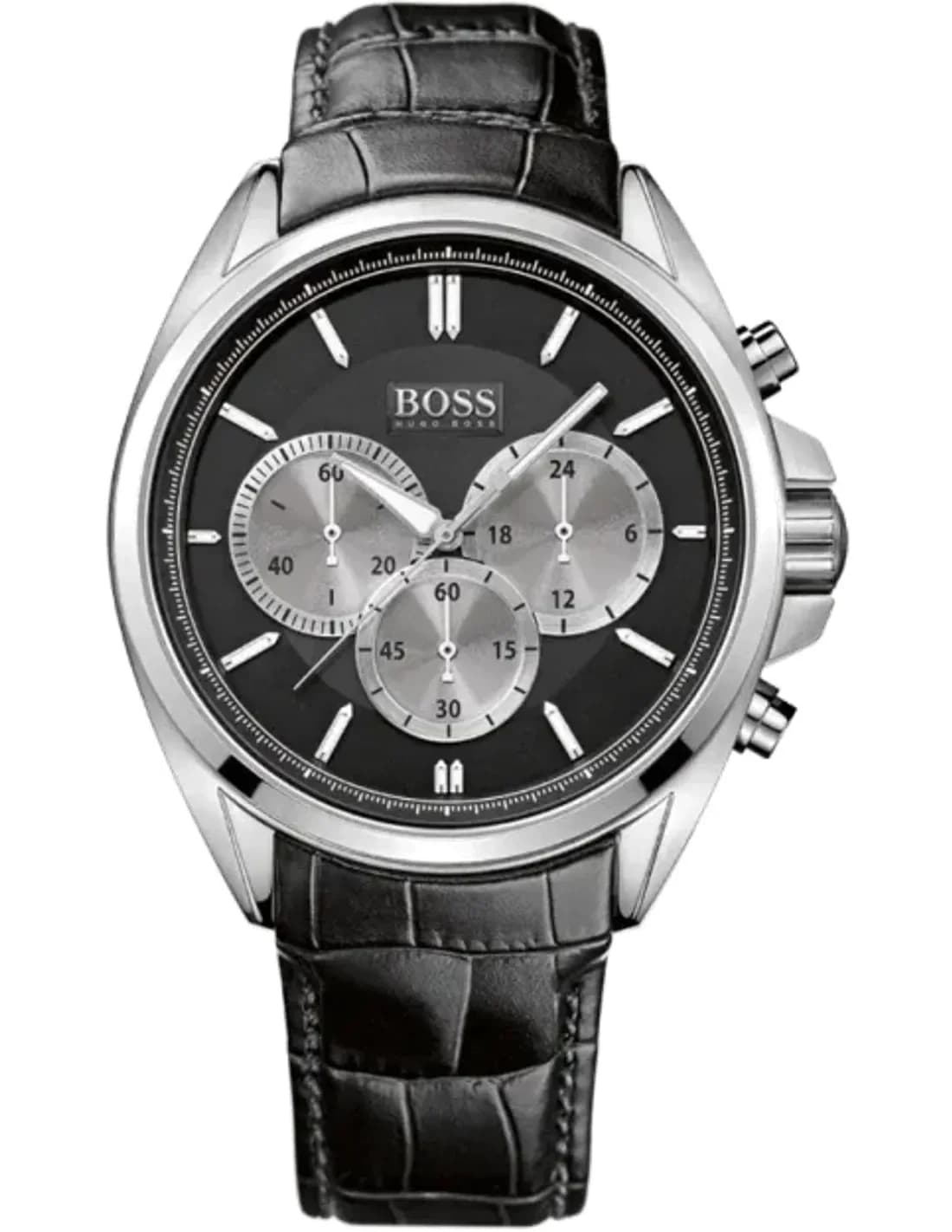 Montre Homme Hugo Boss 1512879 Chrono Driver - Boîtier Acier, Cadran et Bracelet Cuir Noir