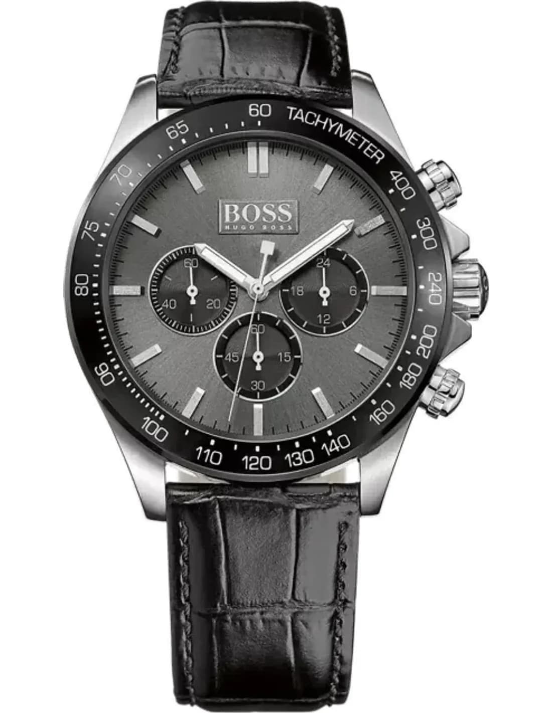 Montre Homme Hugo Boss 1513177 Chronographe Cadran Noir Bracelet Cuir
