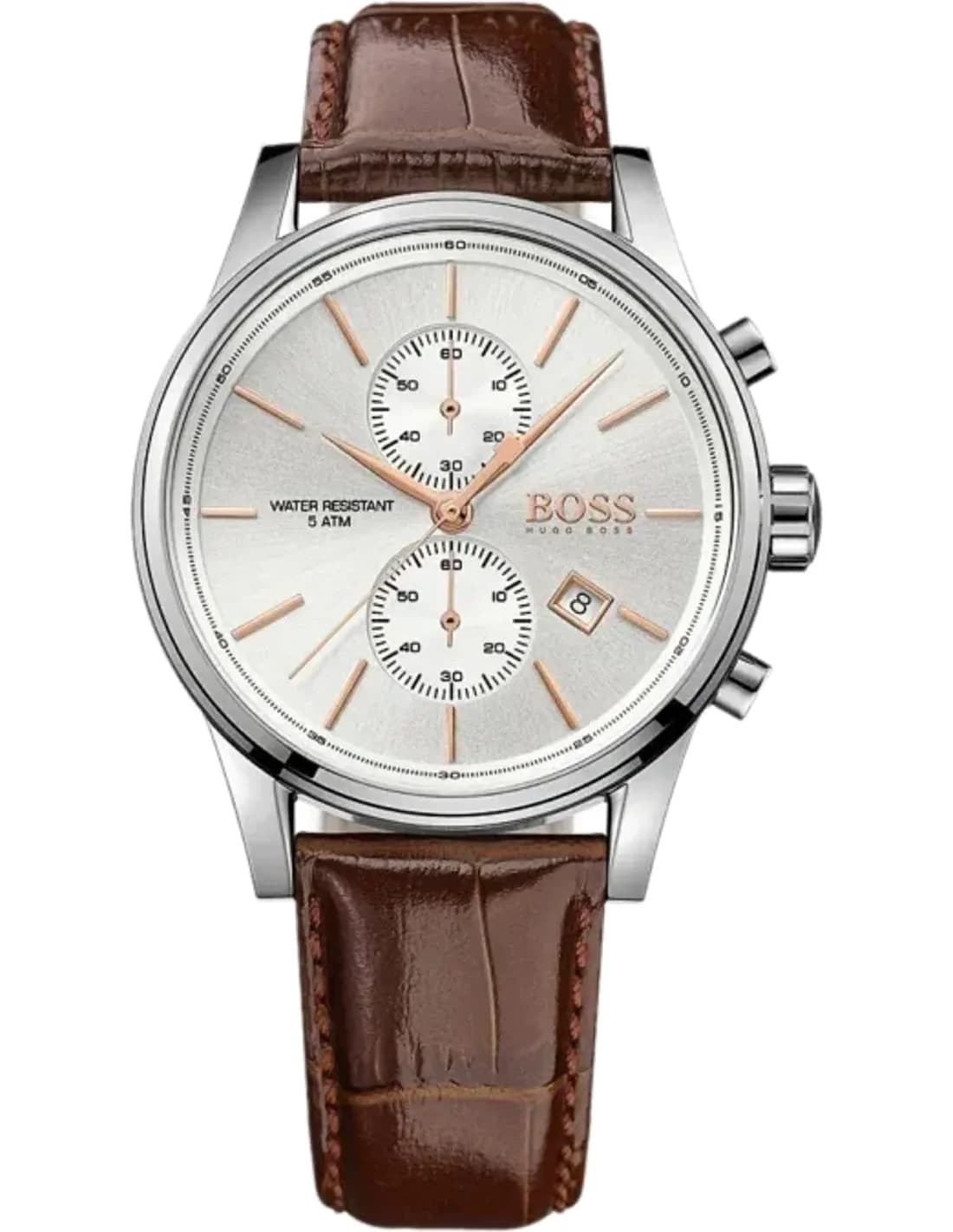 Montre Homme Hugo Boss 1513280 - Cadran Gris Acier, Bracelet Cuir Marron