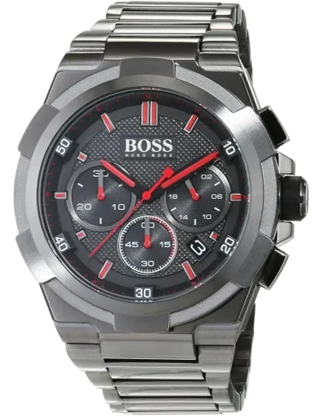 Montre Homme Hugo Boss 1513361 Acier Gris Anthracite Détails Rouges