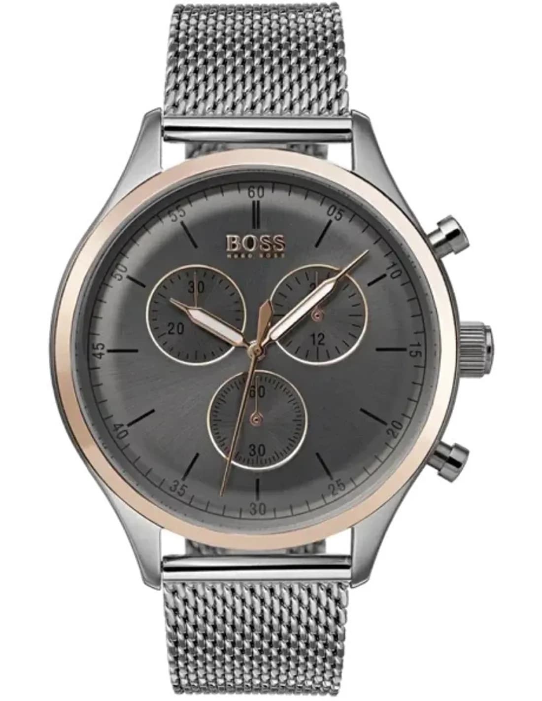 Montre Homme Hugo Boss Companion 1513549 Cadran Gris Acier maille milanaise