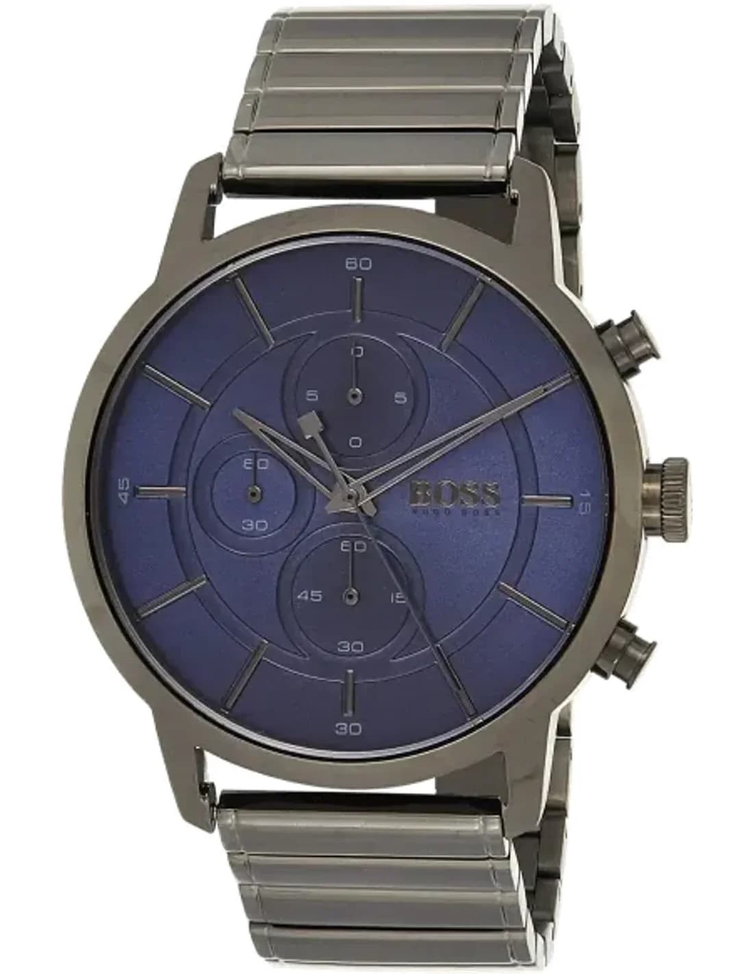 Montre Homme Hugo Boss Architectural 1513574 Acier Gris Brossé Cadran Bleu Chronographe