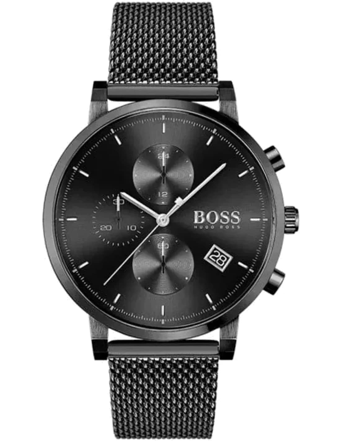 Montre Homme Hugo Boss Integrity 1513813 - Cadran et boîtier noir, bracelet maille milanaise acier