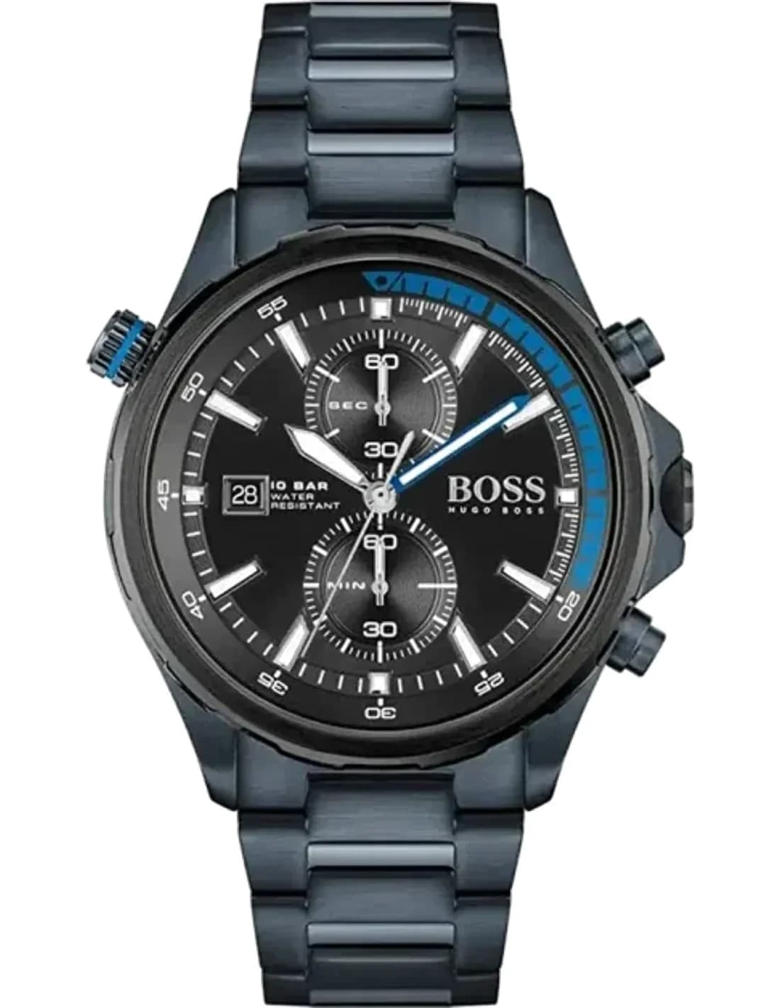 Montre Homme Hugo Boss Globetrotter 1513824 - Chronographe Cadran Bleu Mat Bracelet Acier