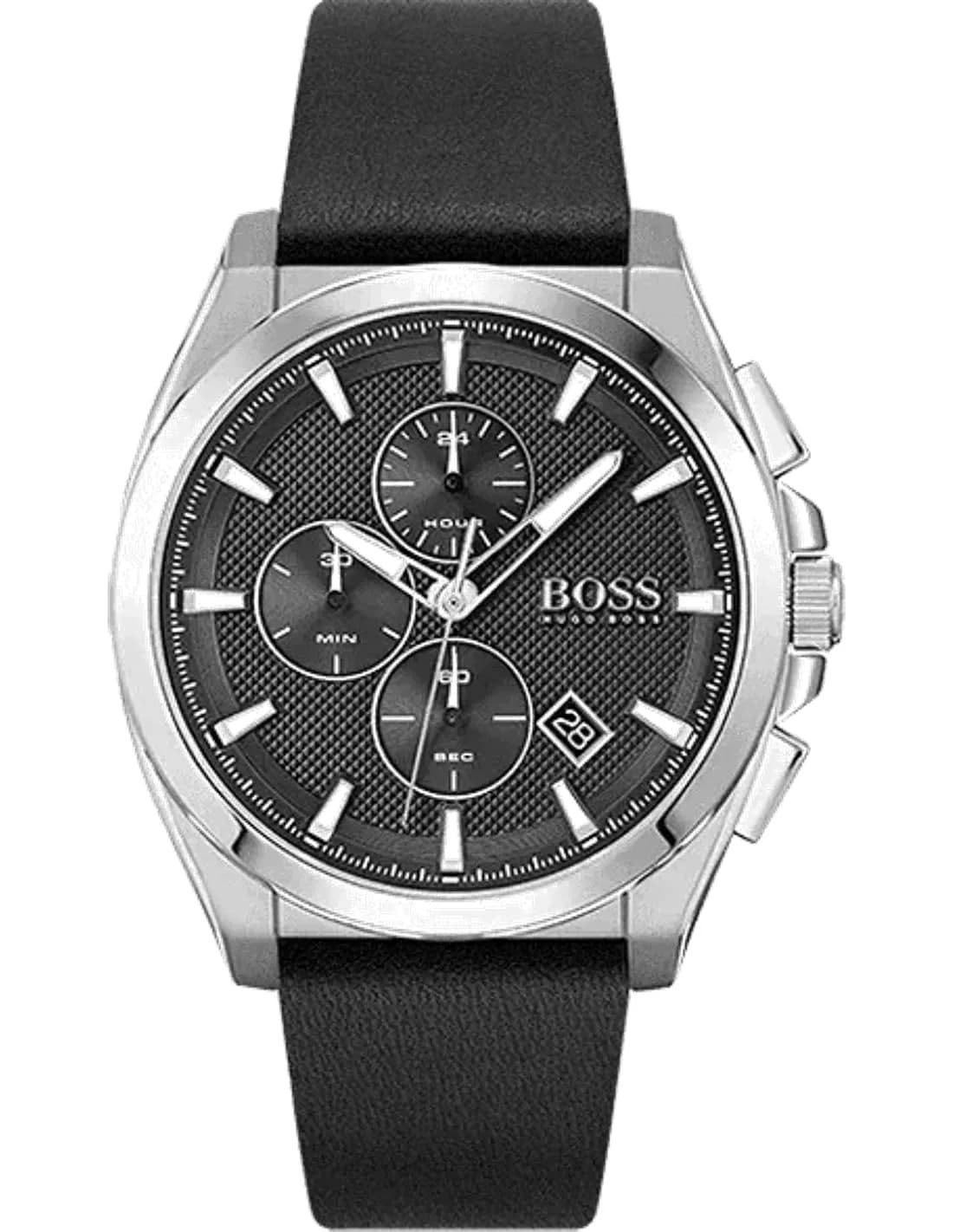 Montre Homme Hugo Boss Grandmaster 1513881 - Chronographe Cadran Noir Bracelet Cuir