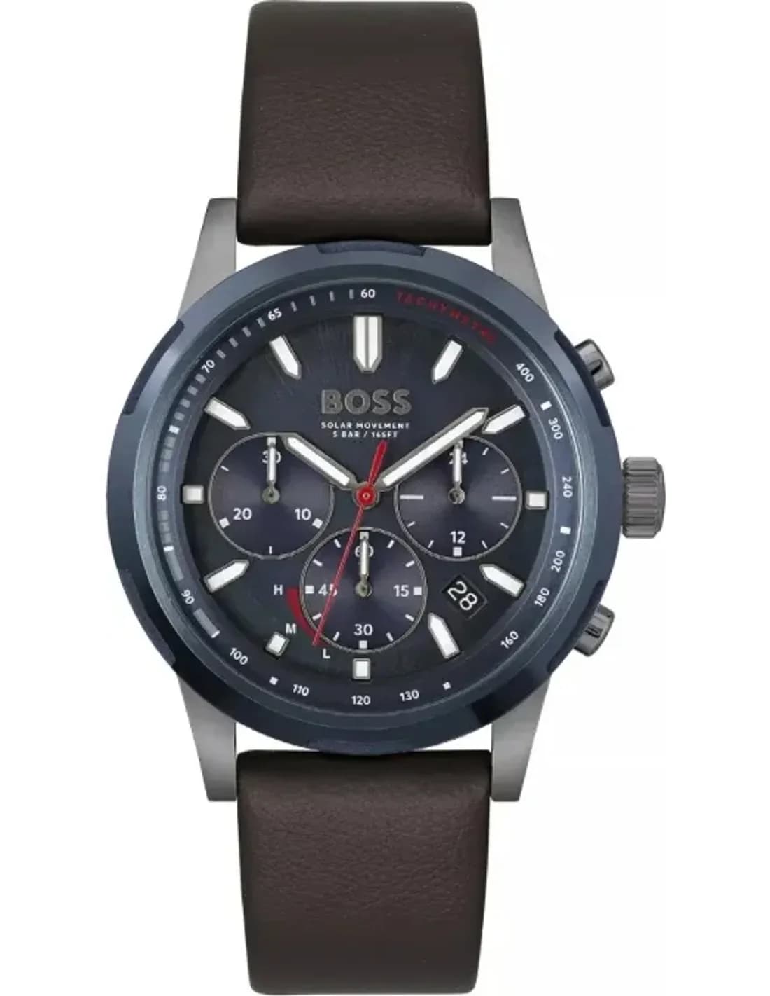 Montre Homme Hugo Boss 1514030 - Boîtier Acier Bicolore, Cadran Bleu Nuit, Bracelet Cuir Marron
