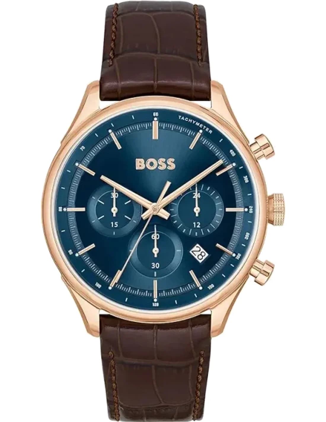 Montre Hugo Boss Sport Lux Gregor 1514050 pour Homme - Cadran Bleu, Bracelet Cuir Marron