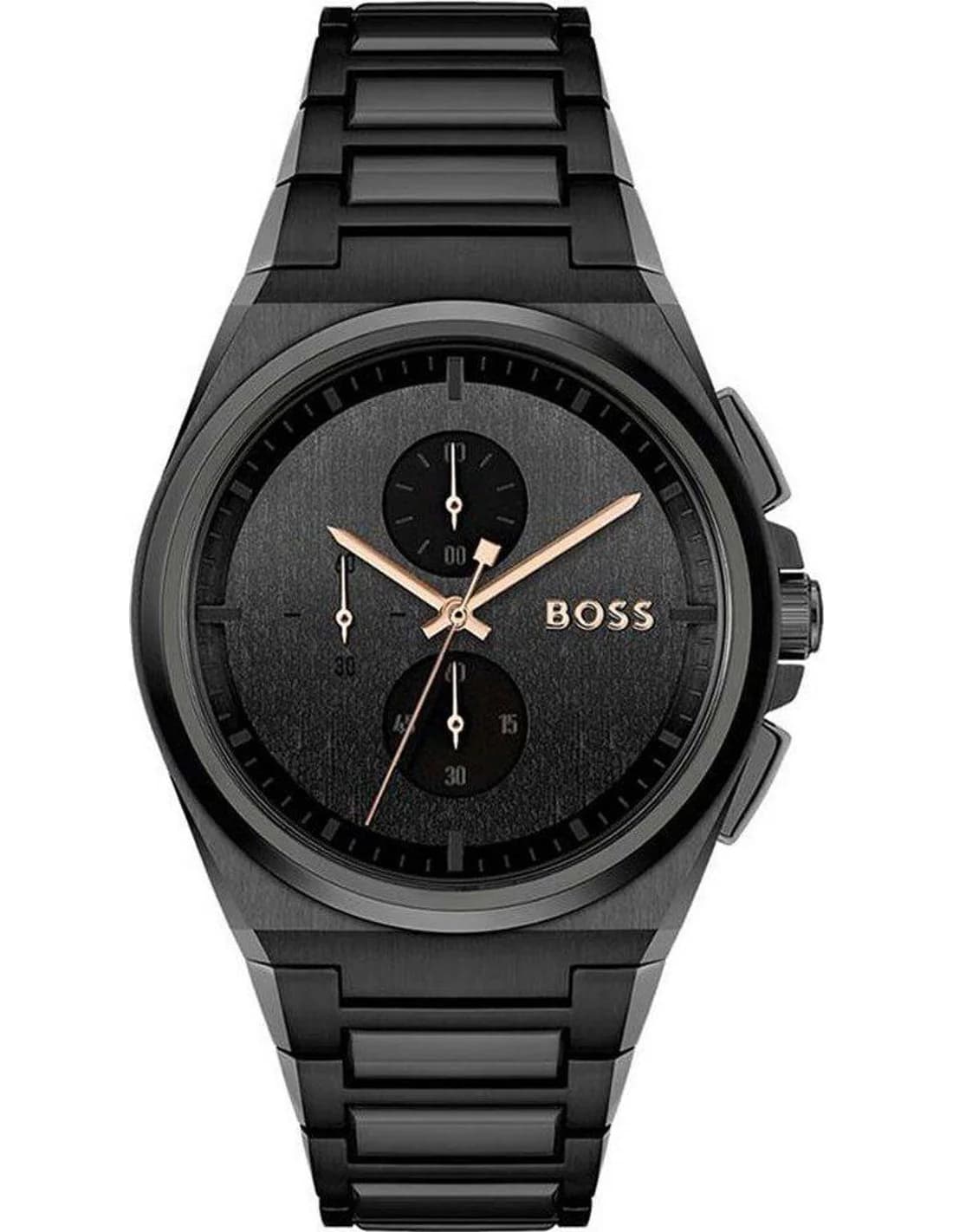 Garde-temps Hugo Boss 1514068 pour homme, cadran noir, bracelet acier