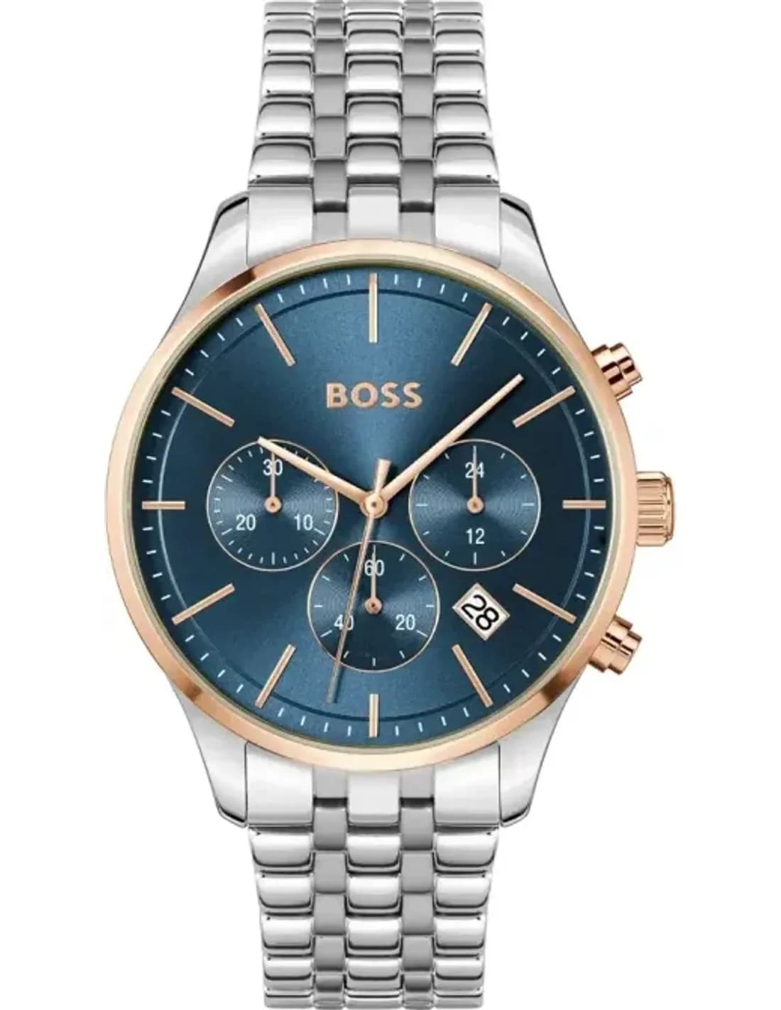 Montre Homme Hugo Boss 1514158 Avery en Acier Bicolore et Cadran Bleu Multifonctions