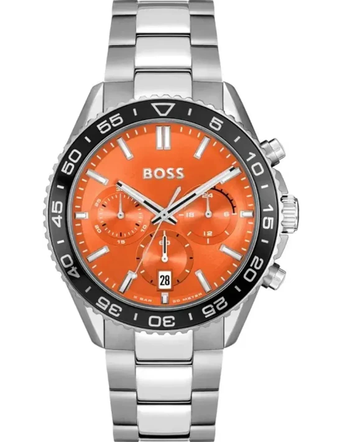 Montre Homme Hugo Boss Runner 1514162 Acier Bicolore Cadran Orange Chronographe
