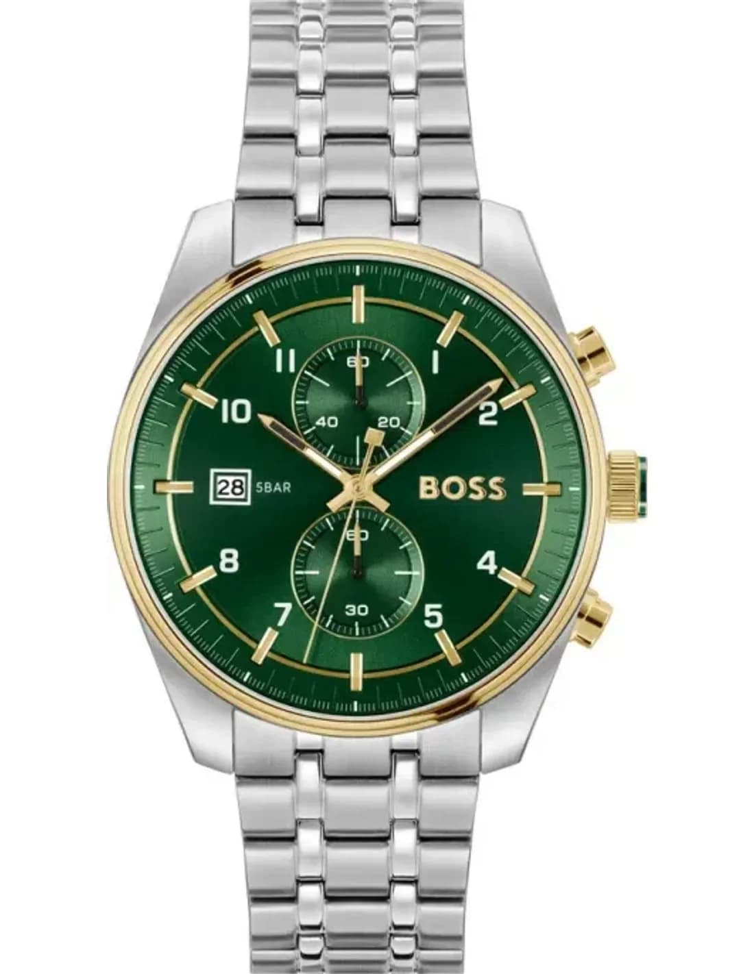 Montre Hugo Boss 1514195 chronographe cadran vert bracelet acier argent homme