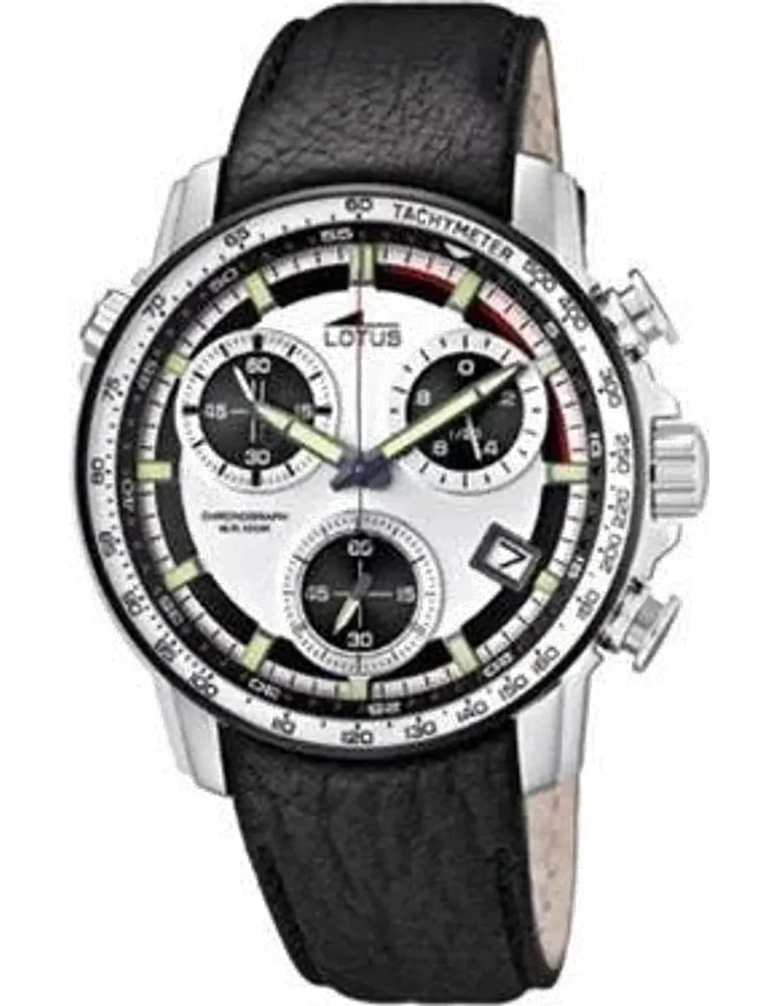 Montre Homme Lotus Chronographe L10112/1 Cadran Blanc, Boîtier Cuir