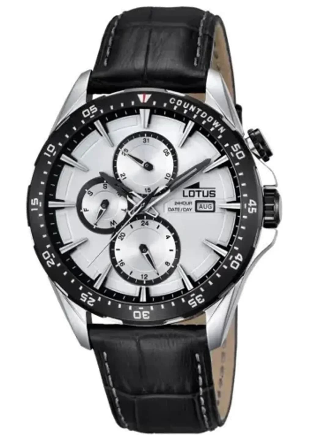 Montre Homme Lotus L18312/1 Noir Cadran Blanc Cuir