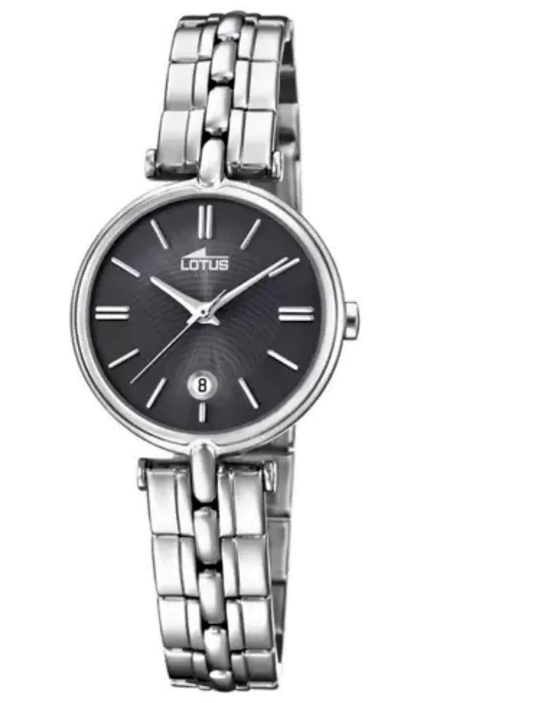 Montre Femme Lotus L18456/2 en acier argenté à cadran noir