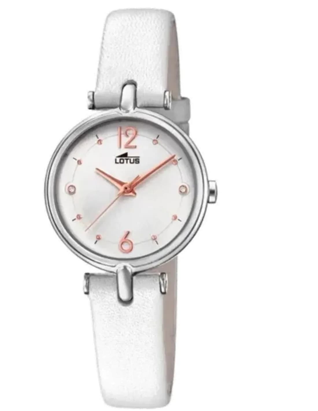 Montre Femme Lotus L18458/1 en Acier et Cuir Blanc